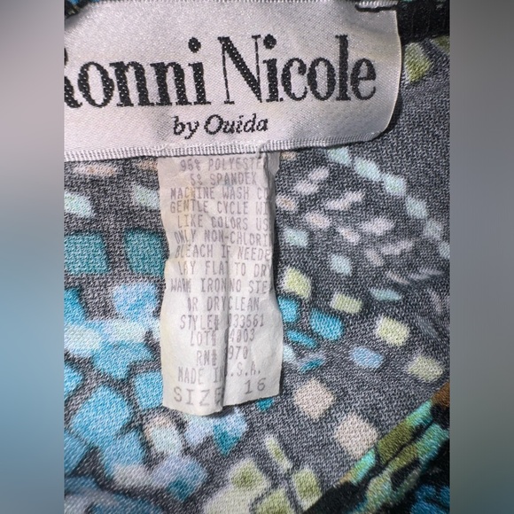 VINTAGE Ronni Nicole by Ouida y2k Stretchy Black with Geo Sundress Plus Size 16 - Picture 5 of 5